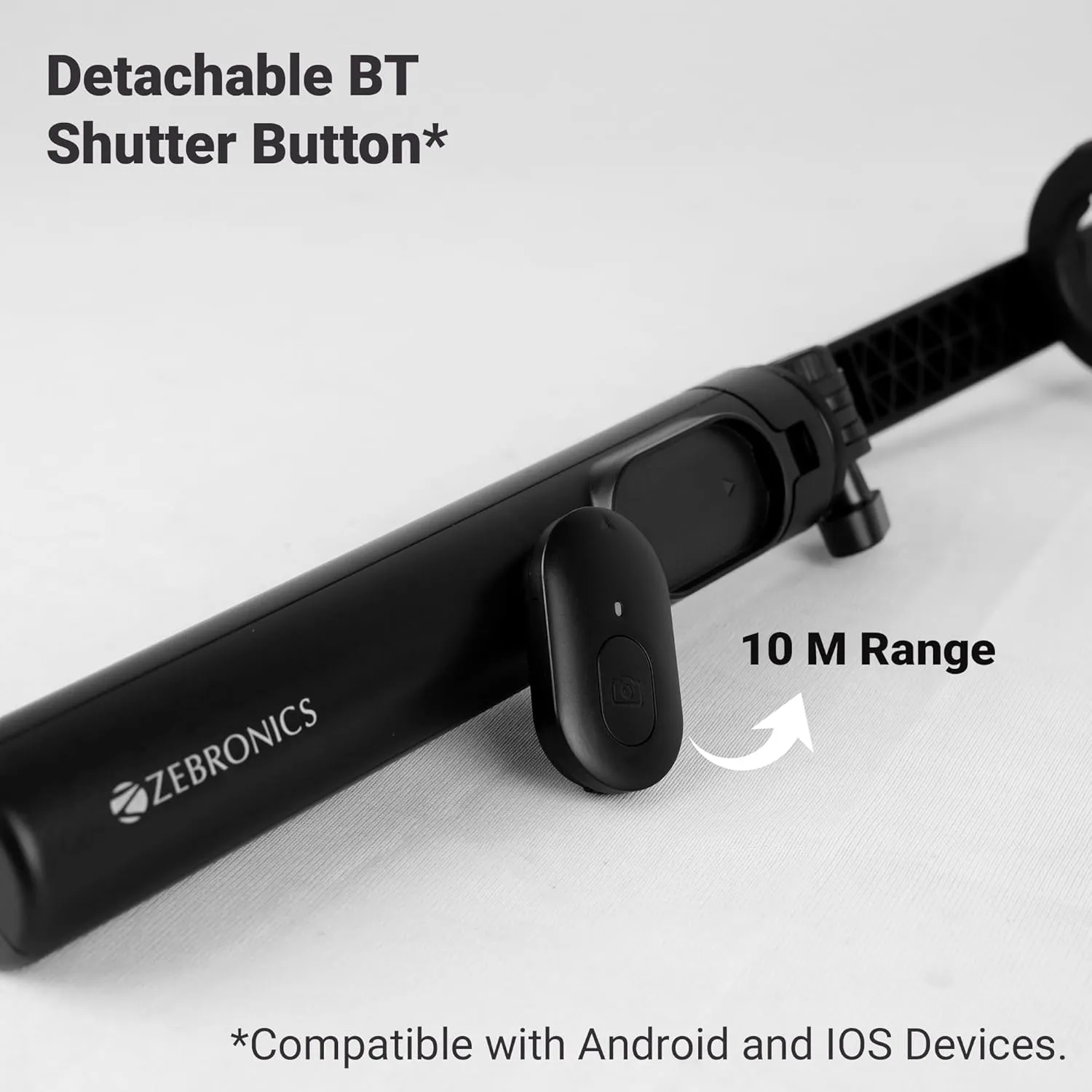 Zebronics Selfie Stick with Tripod Stand and Detachable Bluetooth Shutter Button view 3